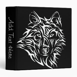 White Wolf Head on Black Personal Binder