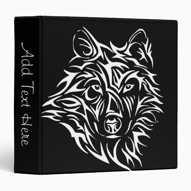 White Wolf Head on Black Personal Binder (Front/Spine)