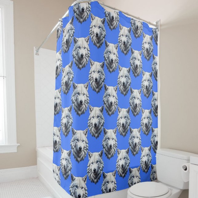 White Wolf Head Pattern Design Blue  (Creator Uploaded)