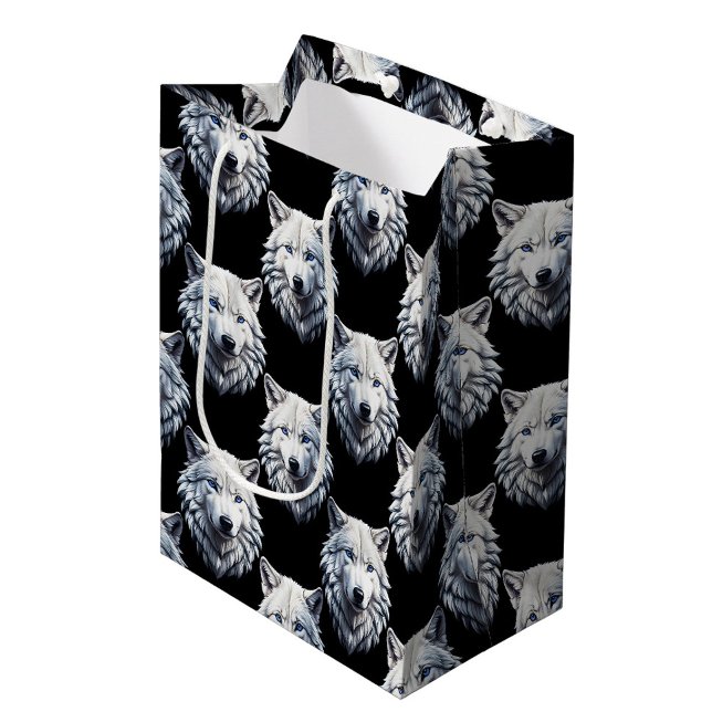 White Wolf Head Pattern Design  Medium Gift Bag (Creator Uploaded)