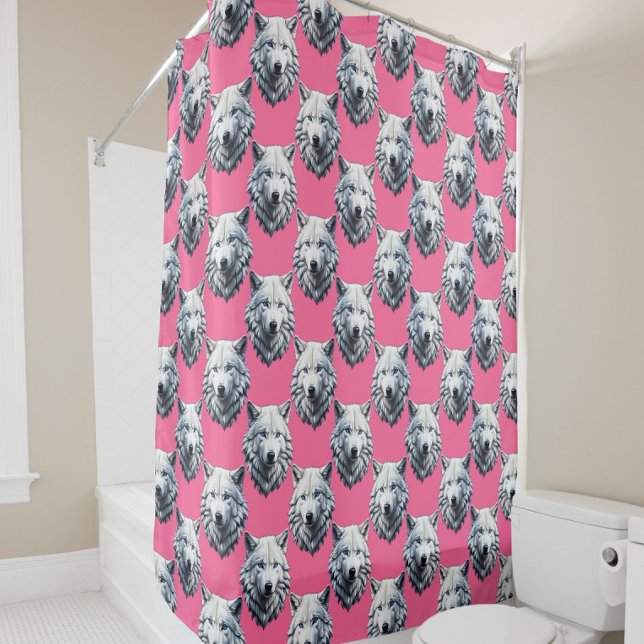 White Wolf Head Pattern Design Pink  (Creator Uploaded)