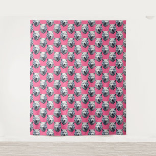 White Wolf Head Pattern Design Pink Tapestry