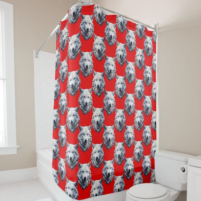 White Wolf Head Pattern Design - Red  (Creator Uploaded)