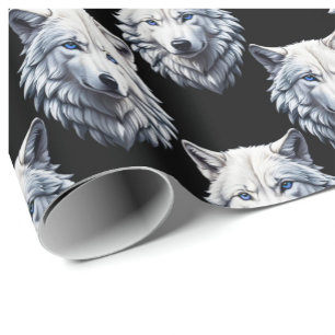 White Wolf Head Pattern Design  Wrapping Paper