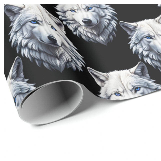 White Wolf Head Pattern Design  Wrapping Paper (Creator Uploaded)
