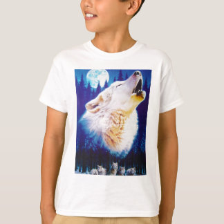 White Wolf Howling at the Full Blue Moon T-Shirt