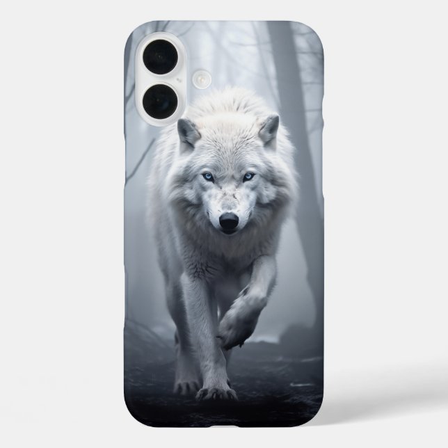 White Wolf in Foggy Forest Case-Mate iPhone Case (Back)