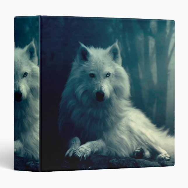 White wolf in the night forest binder (Front/Spine)