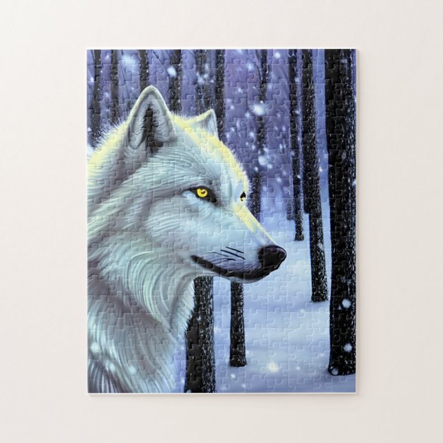 White Wolf in the Snow Jigsaw Puzzle (Vertical)
