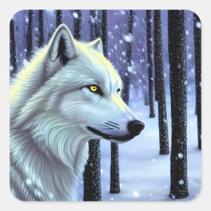 White Wolf in the Snow Square Sticker