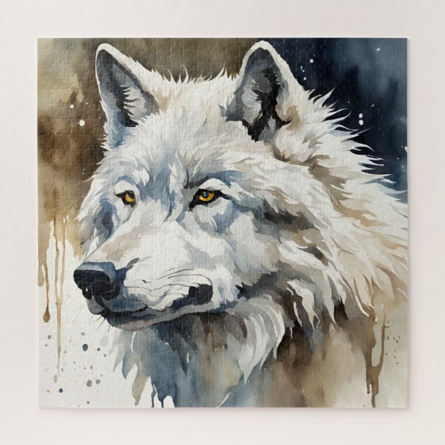 White Wolf in Watercolor Jigsaw Puzzle (Vertical)