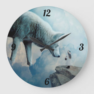 White Wolf Large Clock