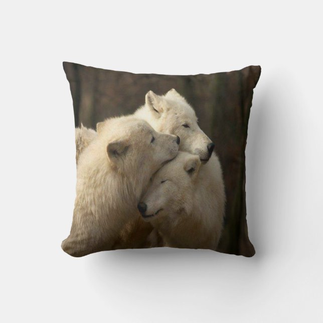 White Wolf Pack Throw Pillow (Front)