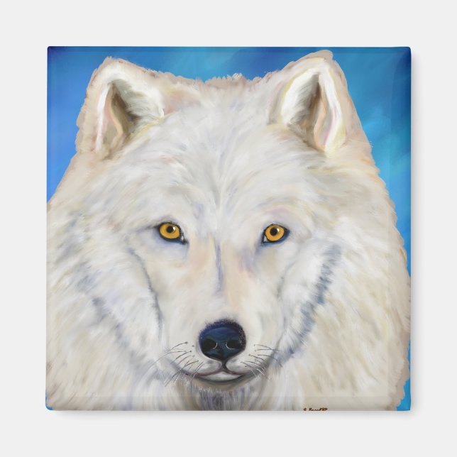White Wolf Portrait Magnet (Front)