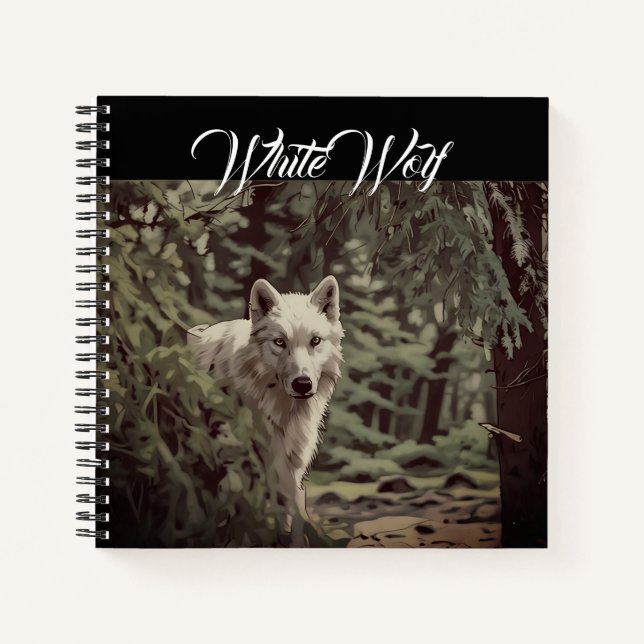 White Wolf Spirit Animal Personal Black Journal  (Front)