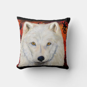 White Wolf Throw Pillow