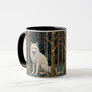 White wolf vintage boho woodland forest  mug