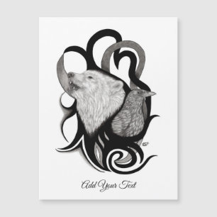 White Wolf with Raven Tribal Art