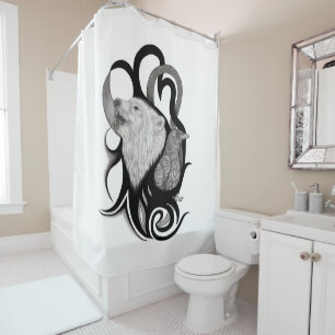 White Wolf with Raven Tribal Art