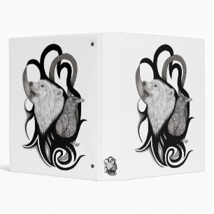 White Wolf with Raven Tribal Art Binder