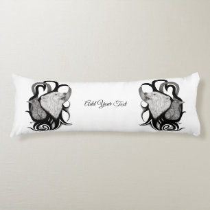 White Wolf with Raven Tribal Art Body Pillow