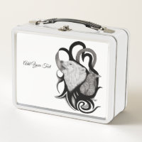 White Wolf with Raven Tribal Art