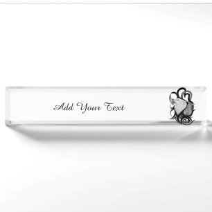 White Wolf with Raven Tribal Art Nameplate