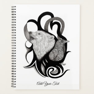 White Wolf with Raven Tribal Art Planner