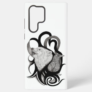 White Wolf with Raven Tribal Art Samsung Galaxy Case
