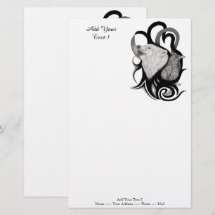 White Wolf with Raven Tribal Art Stationery