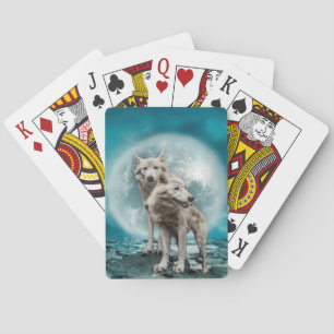 White Wolves Playing Cards