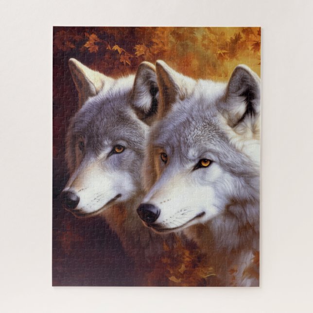 White Wolves Portrait Puzzle (Vertical)