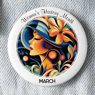 White Women's History Month 2 Inch Round Button