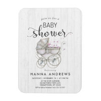 White Wood & Carriage Girl Baby Shower Invitation