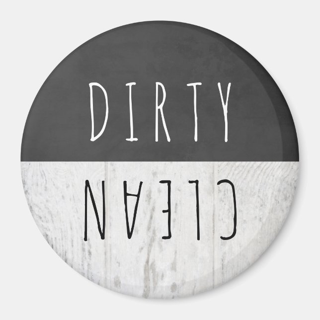 White Wood Chalkboard Clean Dirty Dishwasher Sign Magnet (Front)