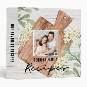 White Wood Farmhouse Cookbook Family Photo Recipe Binder