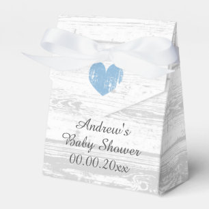 White wood grain boy's baby shower party favour bo favor box