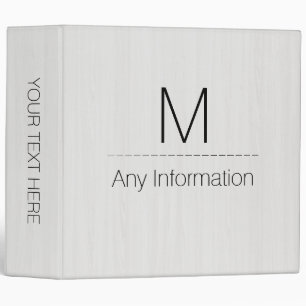 White Wood Grain Texture Monogram Binder