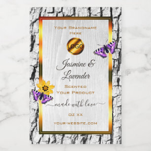 White Wood Grain Tree Bark Product Labels Add Logo