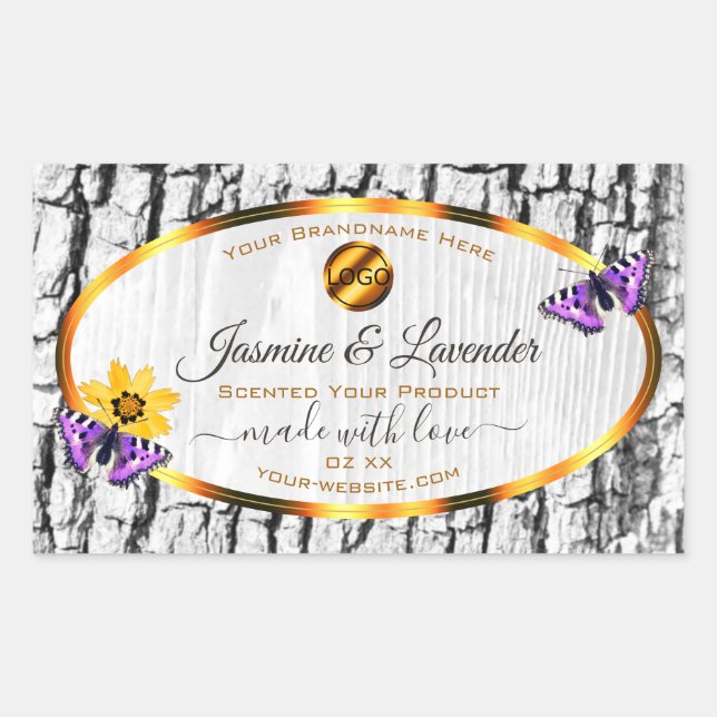 White Wood Grain Tree Bark Product Labels Add Logo (Front)