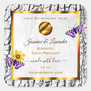 White Wood Grain Tree Bark Product Labels Add Logo