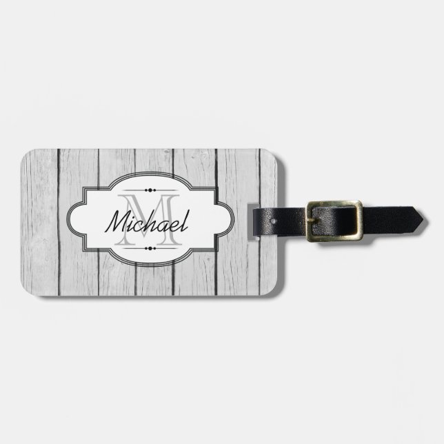 White Wood Luggage Tag (Front Horizontal)