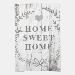 White Wood Rustic Farmhouse Home Sweet Home Custom Kitchen Towel