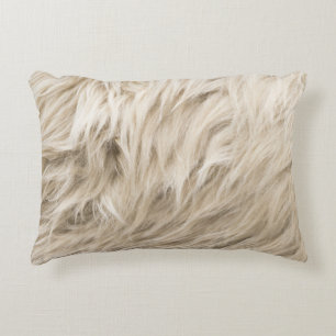 White Wool Fluffy Texture Background Accent Pillow