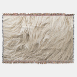 White Wool Fluffy Texture Background Throw Blanket