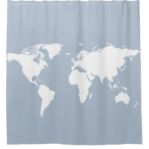 white world map on pale blue