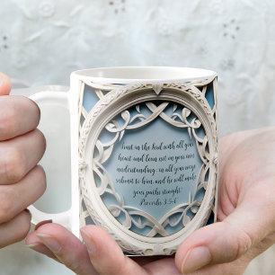 White Woven Frame Customizable Verse  Coffee Mug