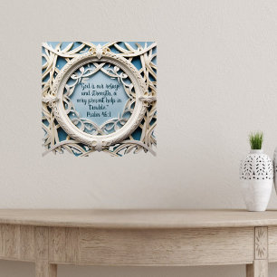 White Woven Frame on Blue Bible Verses  Poster