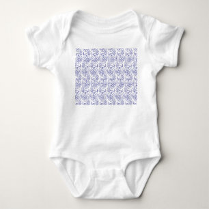 White wrapping paper with a subtle, repeating patt baby bodysuit