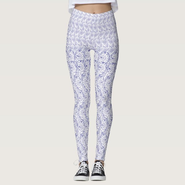 White wrapping paper with a subtle, repeating patt leggings (Front)